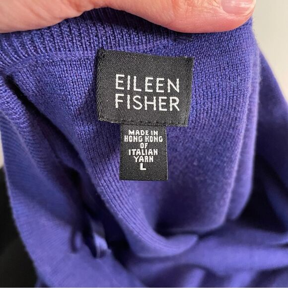Eileen Fisher Merino Wool Skirt Sweater Knit Italian Yarn Purple Size Large - Picture 4 of 6